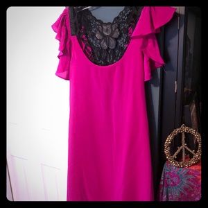 Fuschia flutter sleeve dress